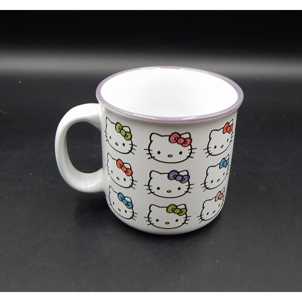 Hello Kitty Multiple Face White Coffee Tea Mug 20 Oz Sanrio Raised Bows